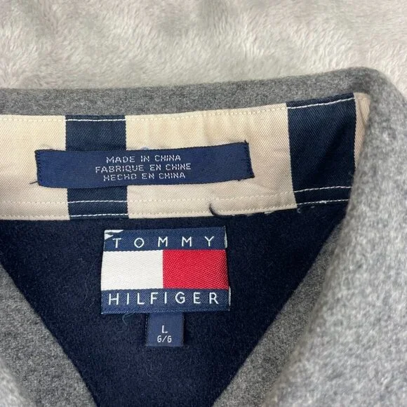 Vintage Tommy Hilfiger Nautical Racing Oars Wool Blend Button Down Men's Large - Picture 4 of 7